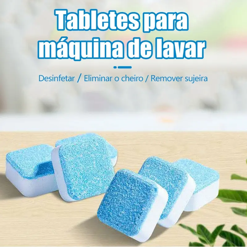 Pastilha Efervescente Limpa Máquina de Lavar